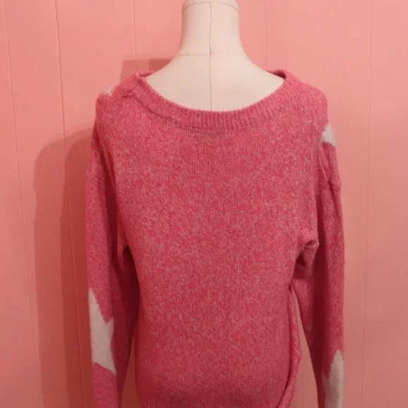 Sparkles & Lace Pink Star Pattern Sweater - Picture 4 of 4